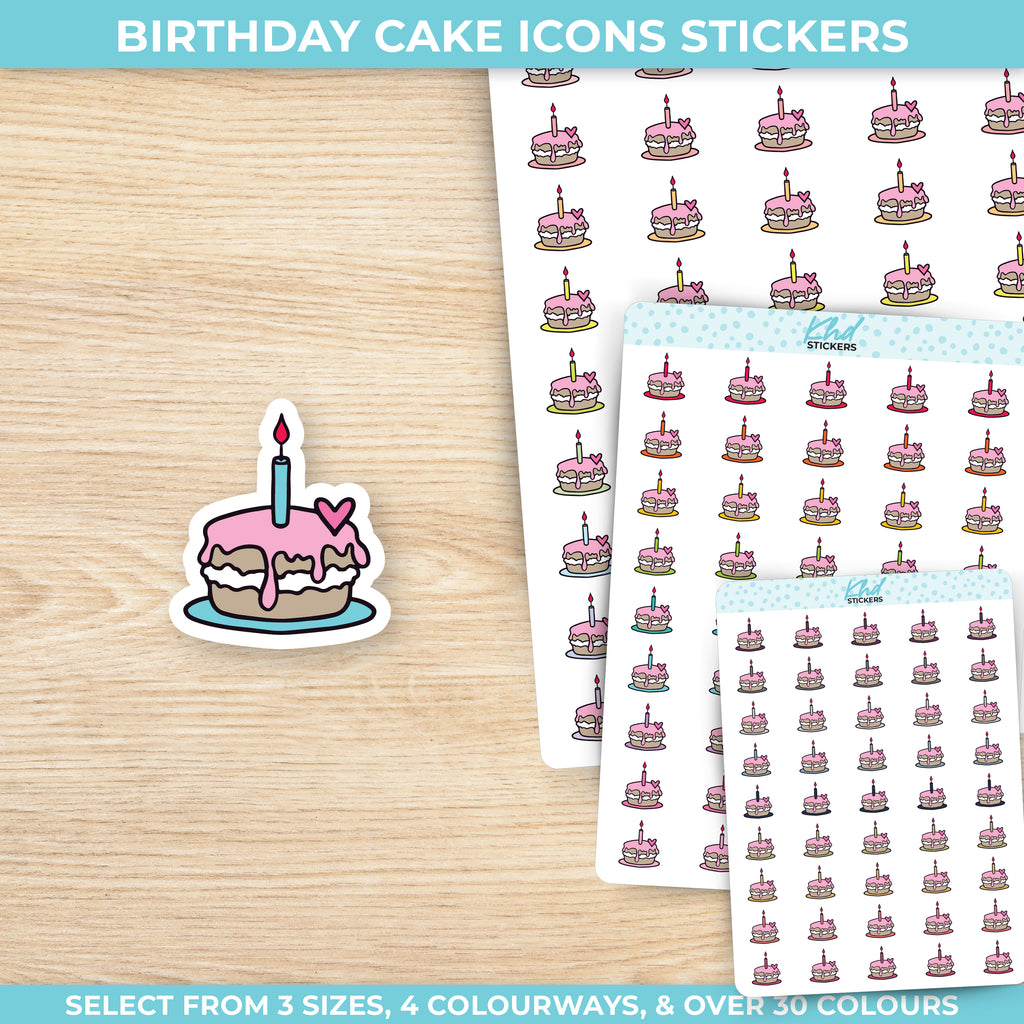 Cute Birthday Cake Stickers Small