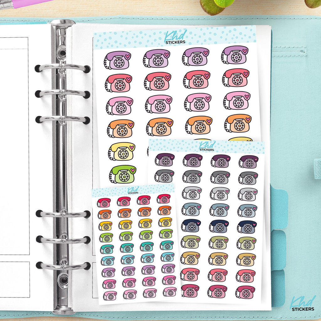 Telephone Icon Stickers - Planner Stickers - Removable Small