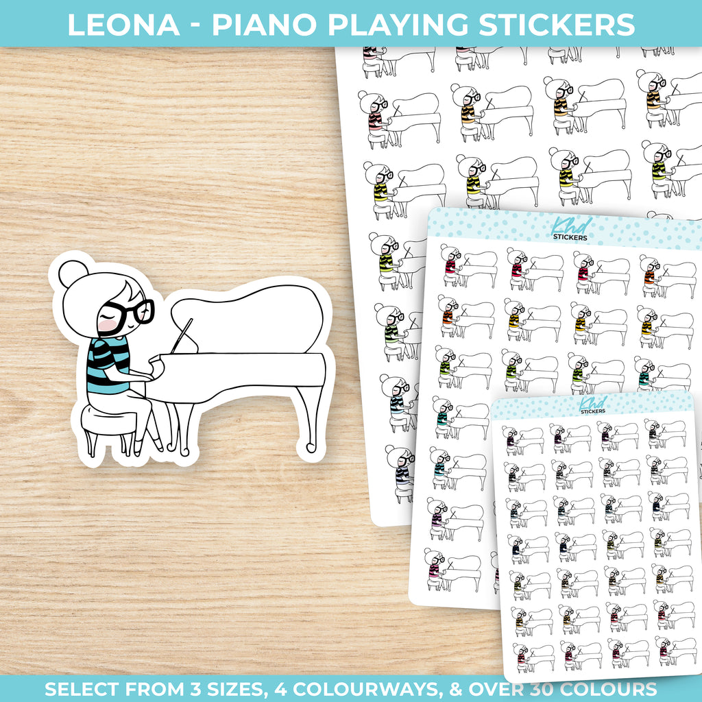 Piano Playing Planner Girl Stickers Small