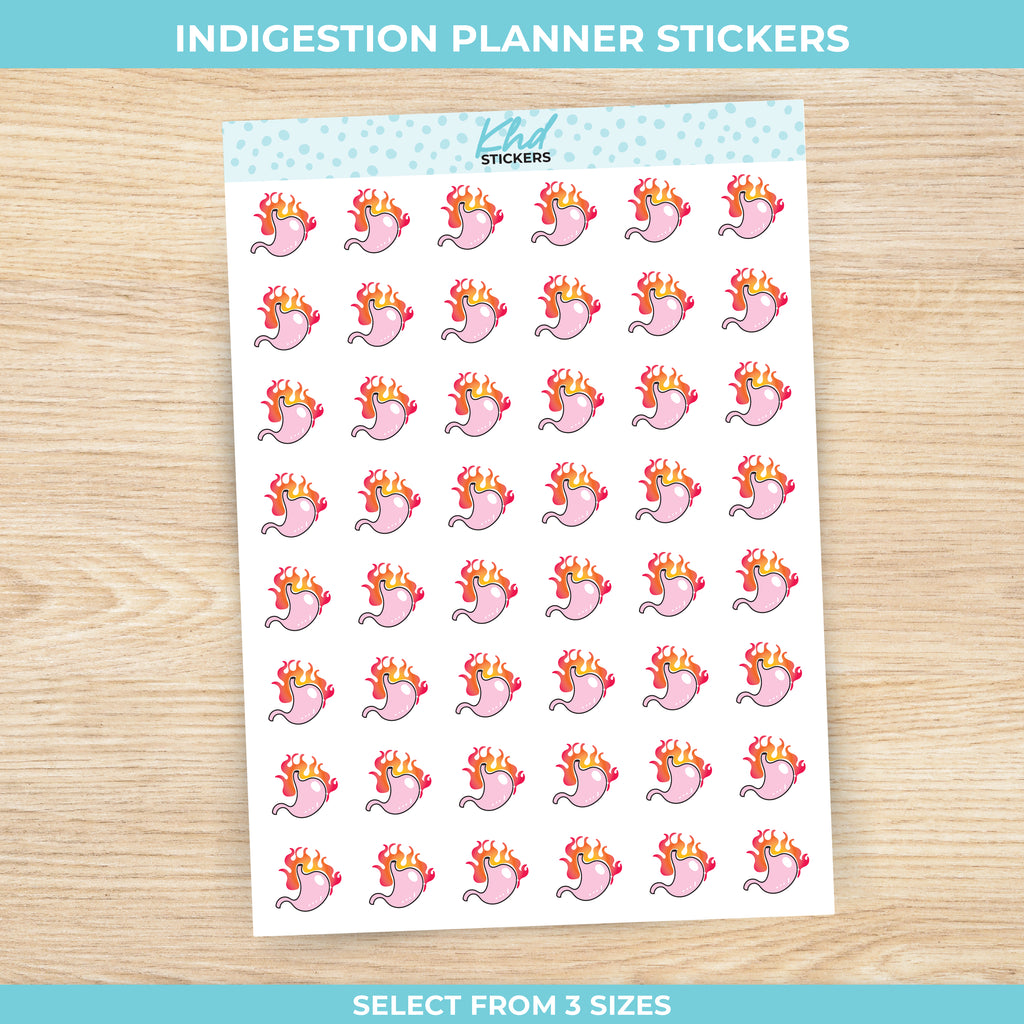 Indigestion / Reflux / GERD / GORD Stickers Small