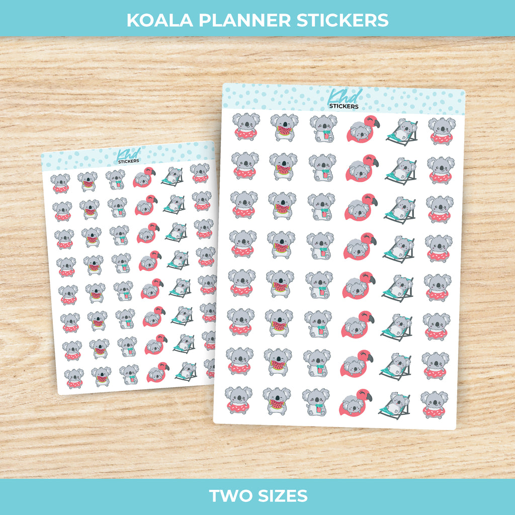 Decorative Summer Koala Planner Stickers Small