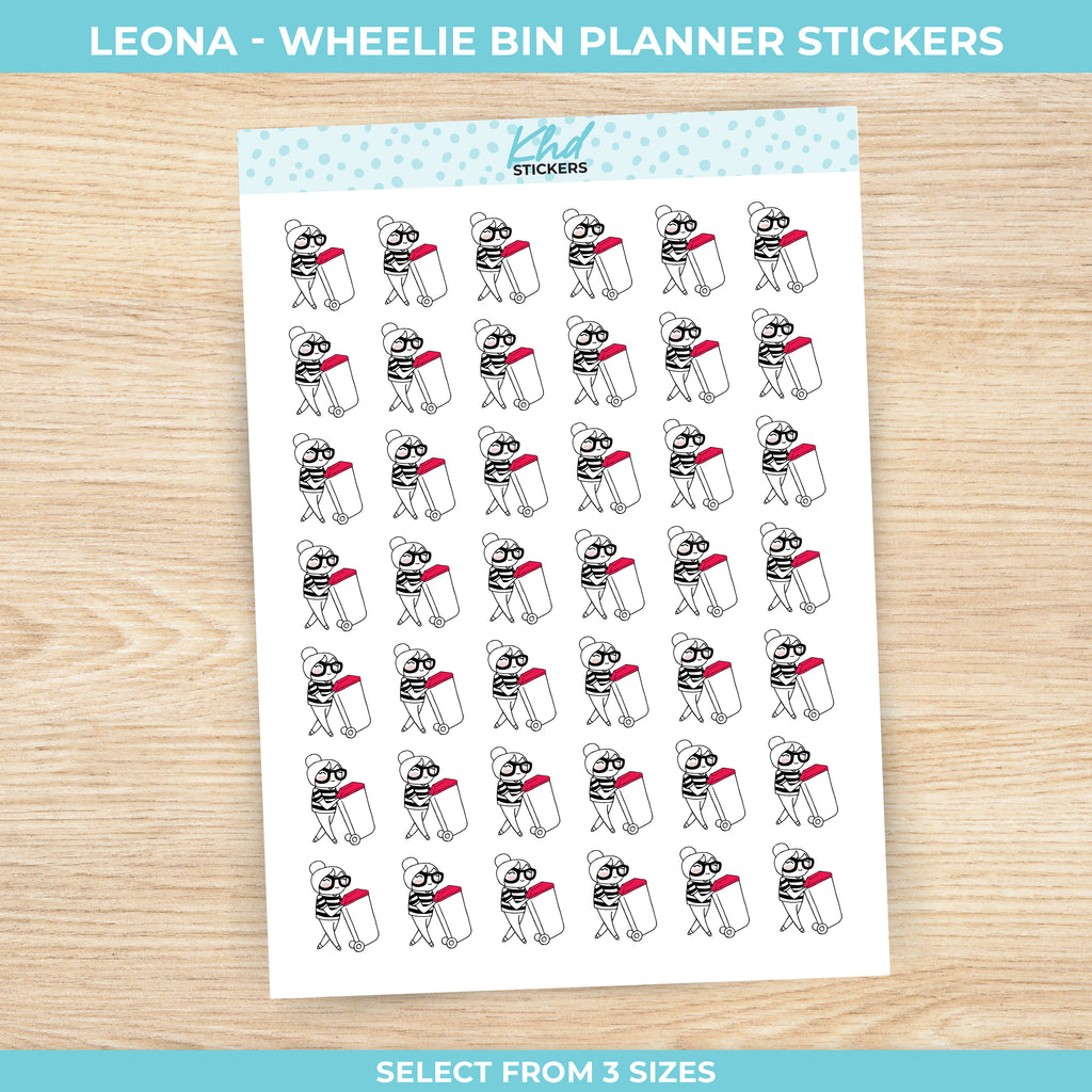 Planner Girl Wheelie Bin Stickers Small / Red