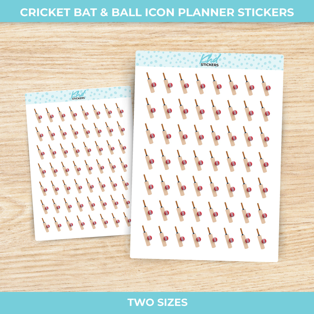 Cricket Bat and Ball Icon Stickers Small