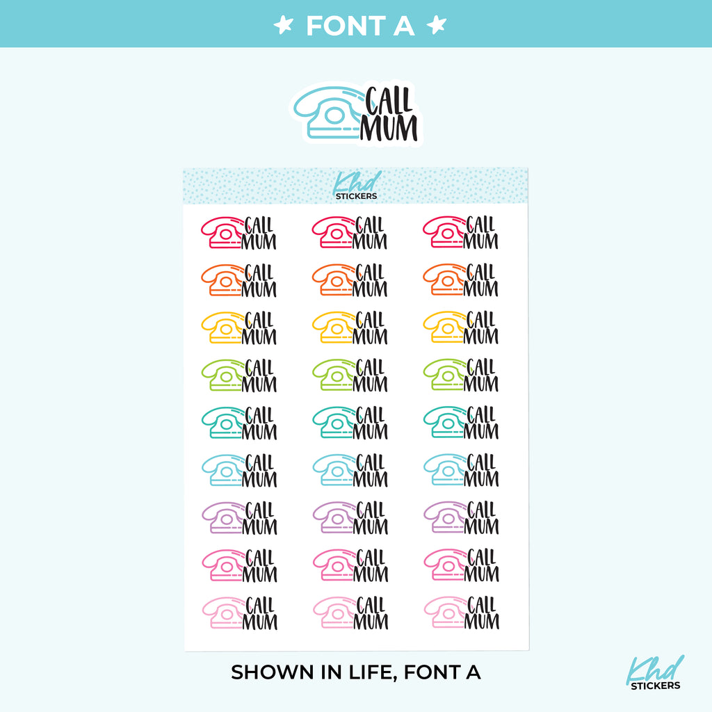 Call Mum Icon Script Stickers Small