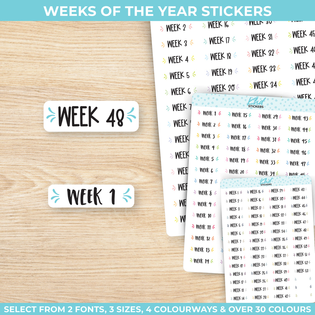 Weeks Of The Year Stickers Small