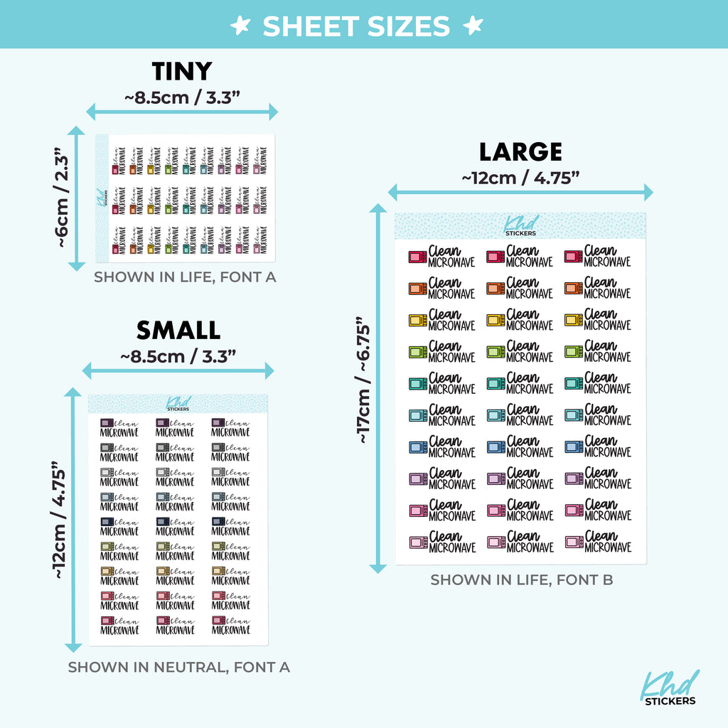 Clean Microwave Stickers Small