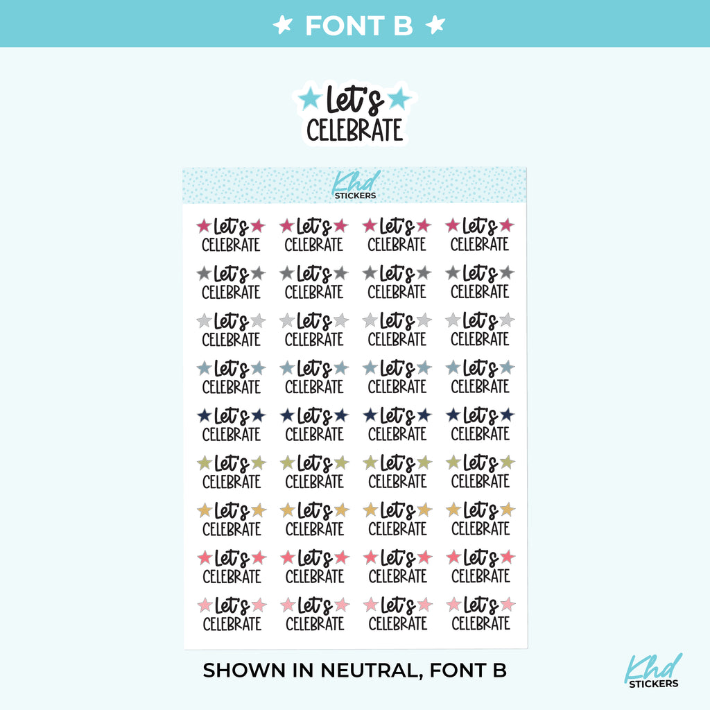 Let's Celebrate Script Planner Stickers Small