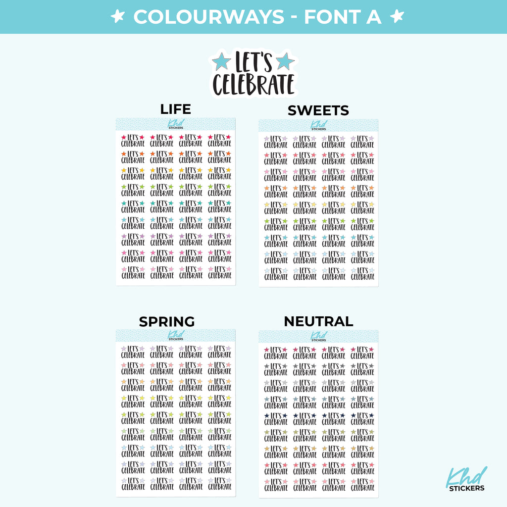 Let's Celebrate Script Planner Stickers Small