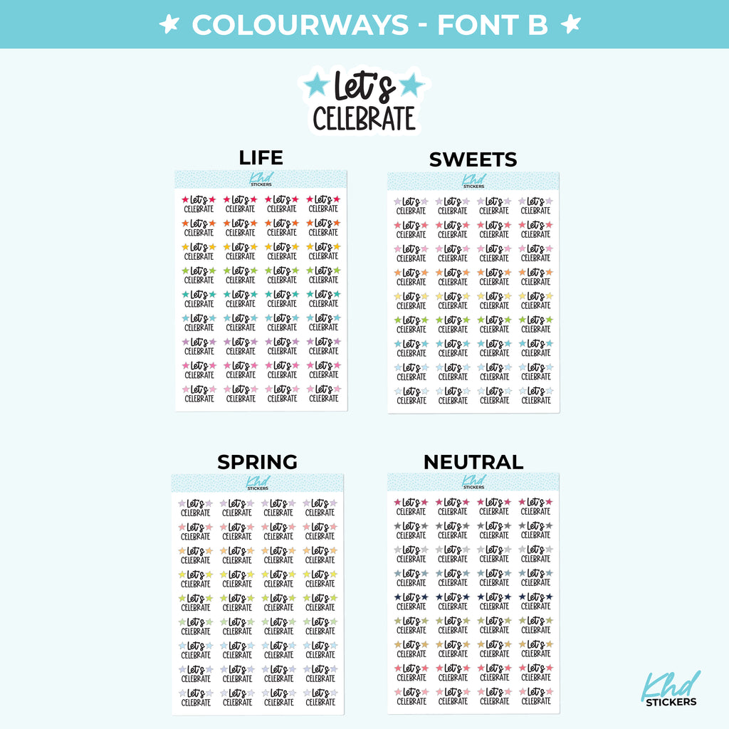 Let's Celebrate Script Planner Stickers Small