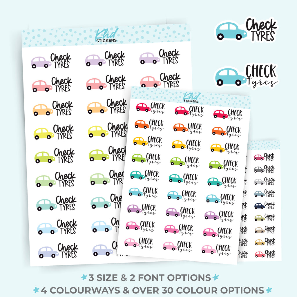 Check Tyres Car Care Planner Stickers Small