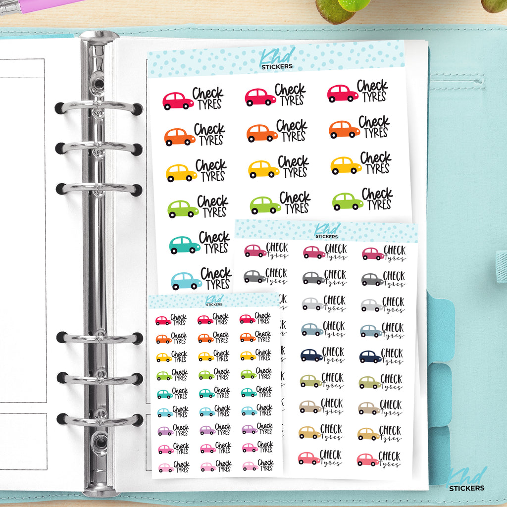 Check Tyres Car Care Planner Stickers Small