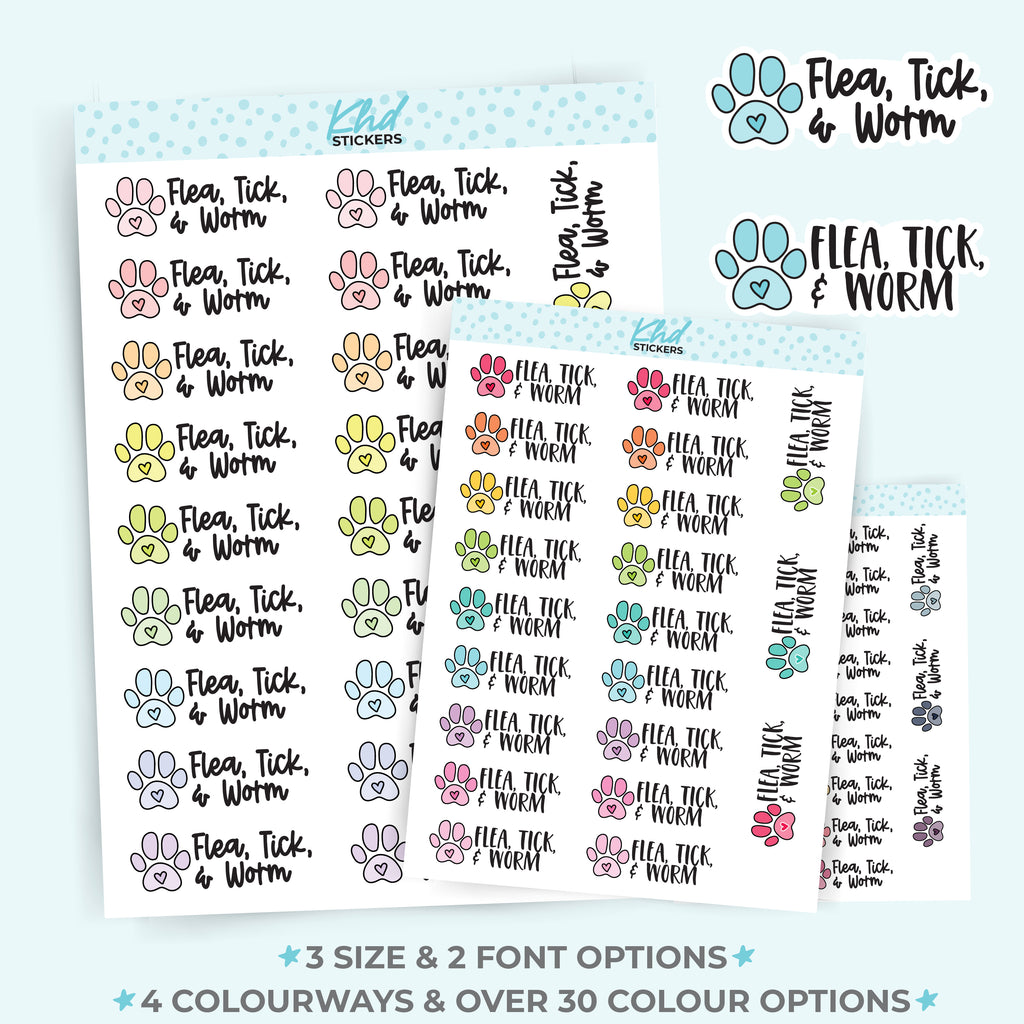 Flea Tick & Worm Reminder Stickers Small