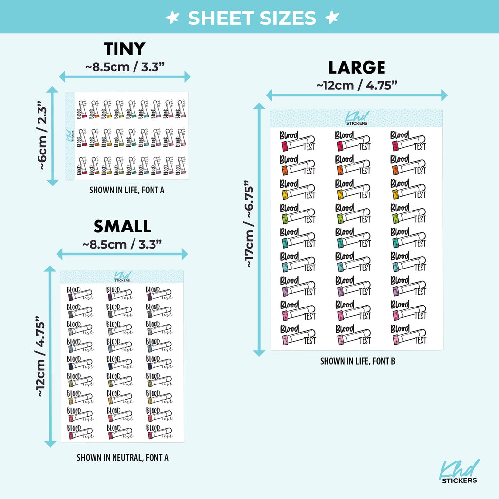 Blood Test Planner Stickers Small