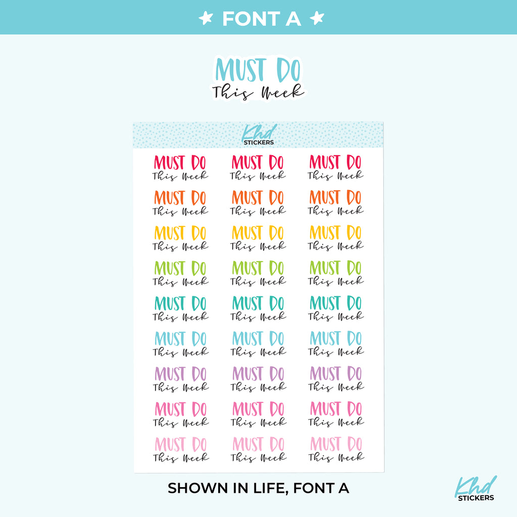 Must Do This Week Planner Stickers Small