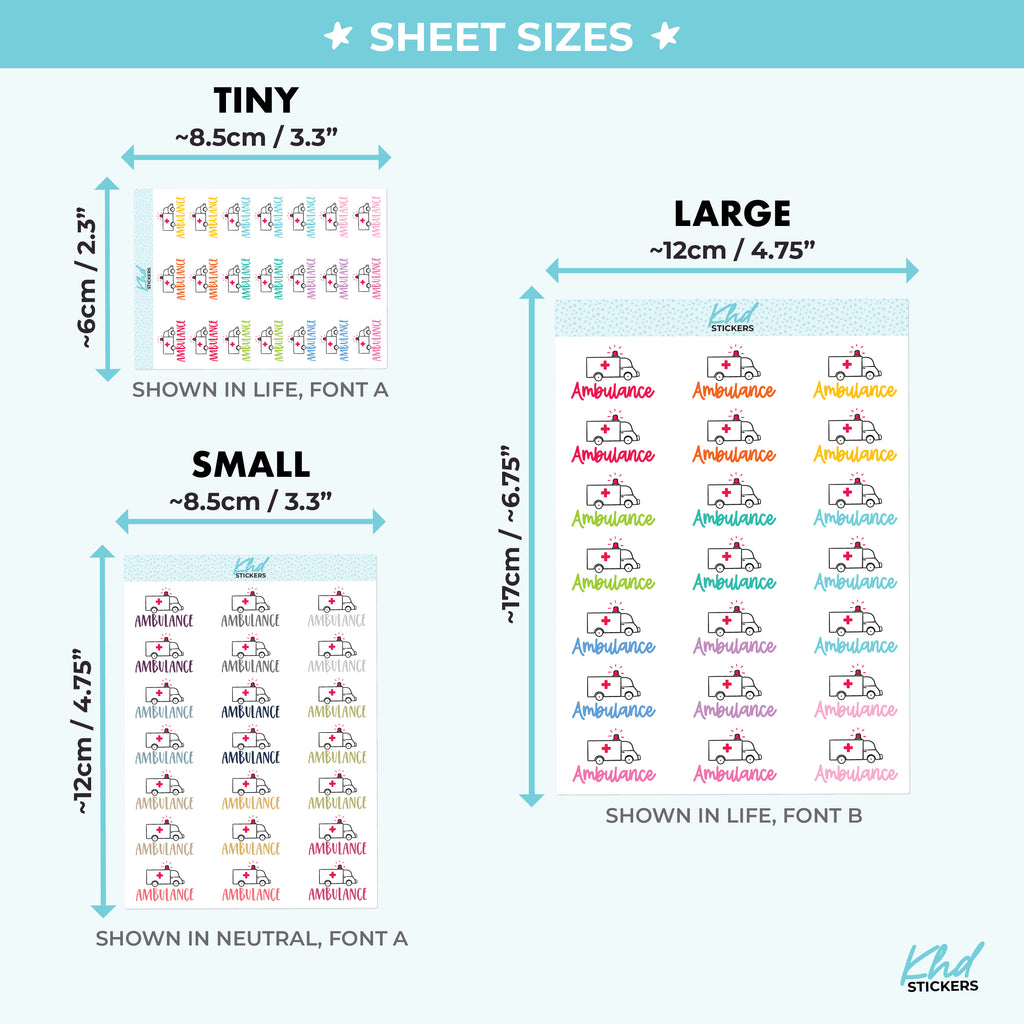 Ambulance Planner Stickers Small