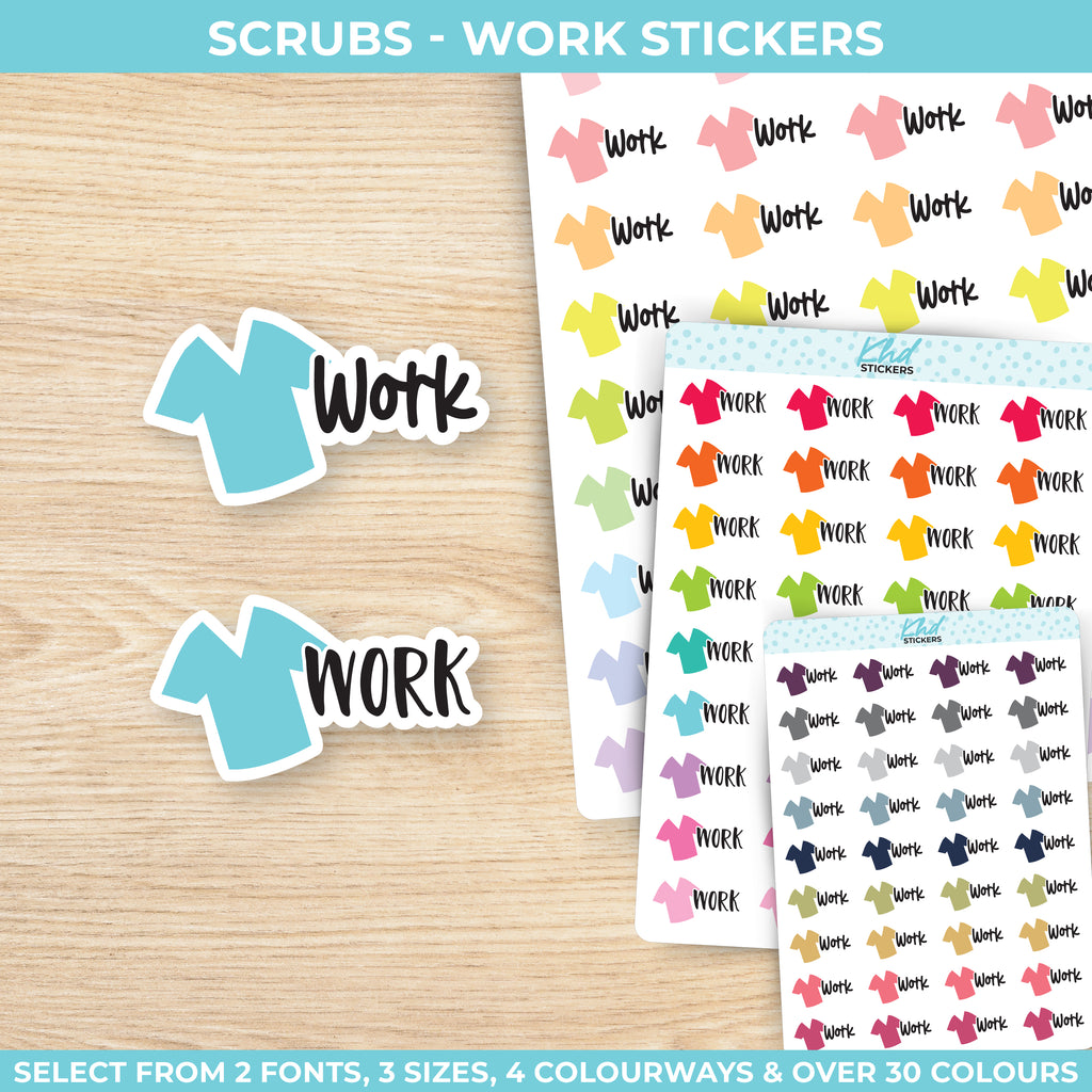 Work - Medical and Nurse Scrubs Shift Planner Stickers Small