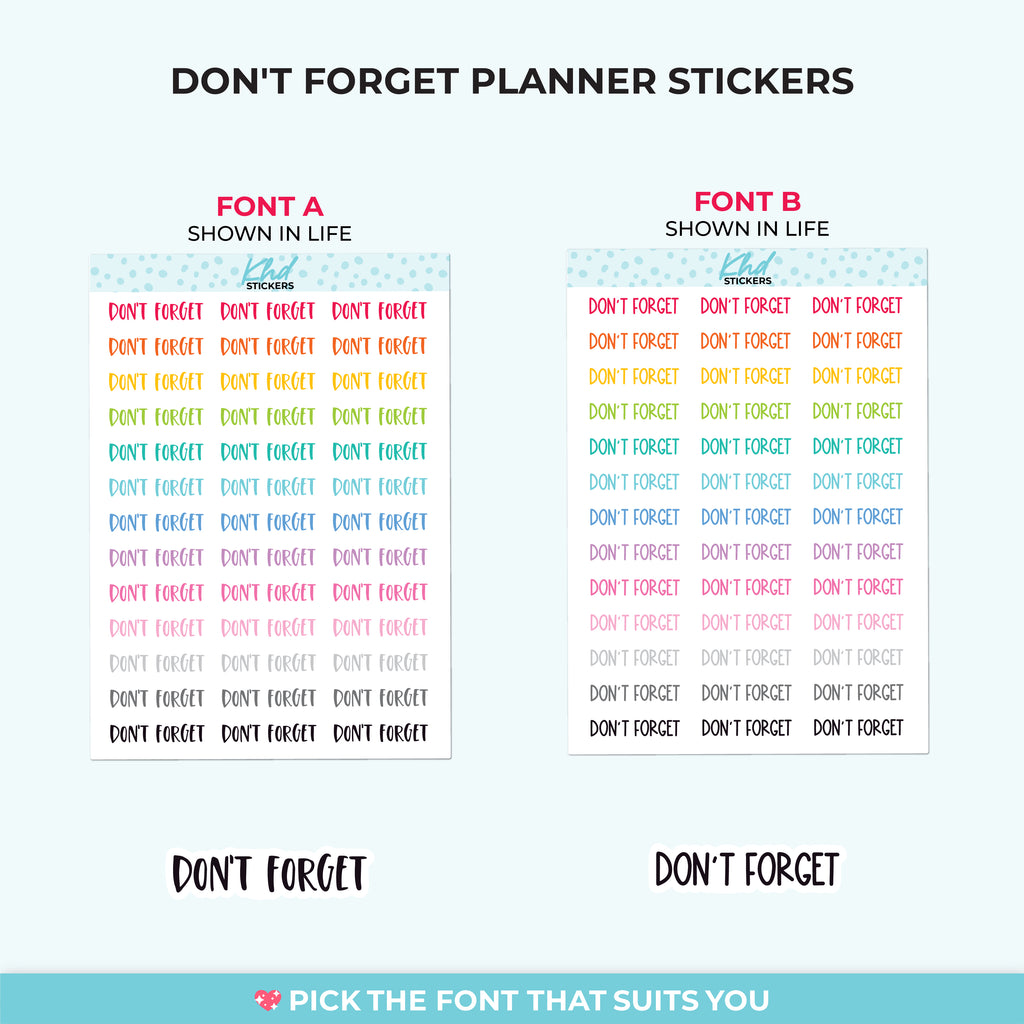 Don't Forget Planner Stickers Small