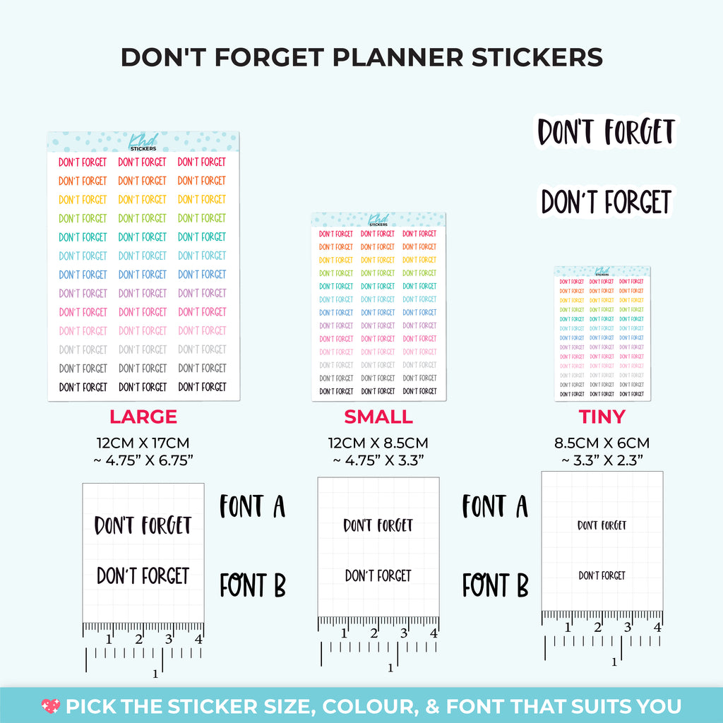 Don't Forget Planner Stickers Small
