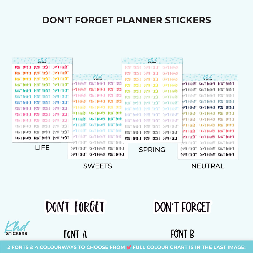 Don't Forget Planner Stickers Small