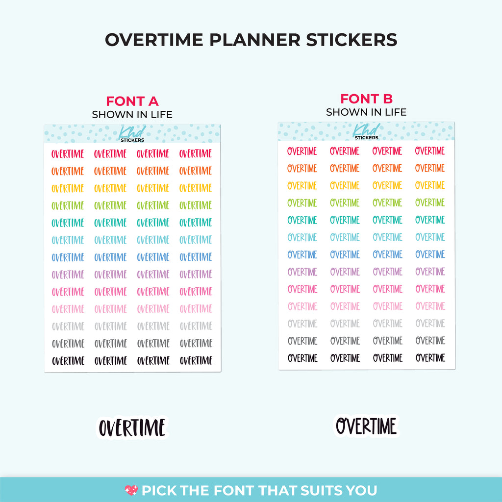 Overtime Planner Stickers Small