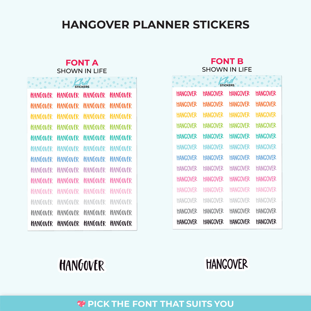 Hangover Planner Stickers Small