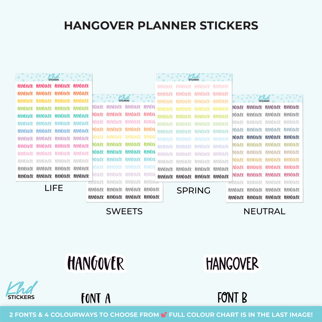 Hangover Planner Stickers Small
