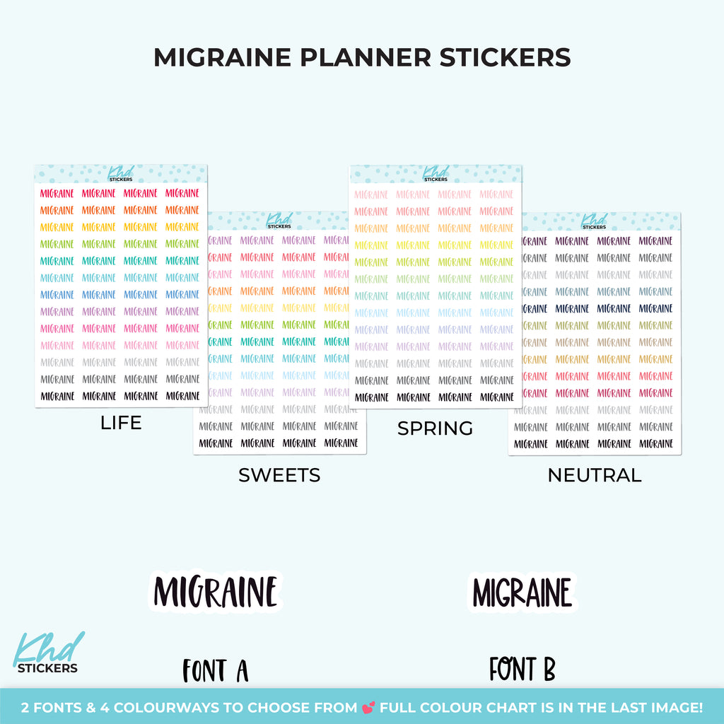 Migraine Planner Stickers Small