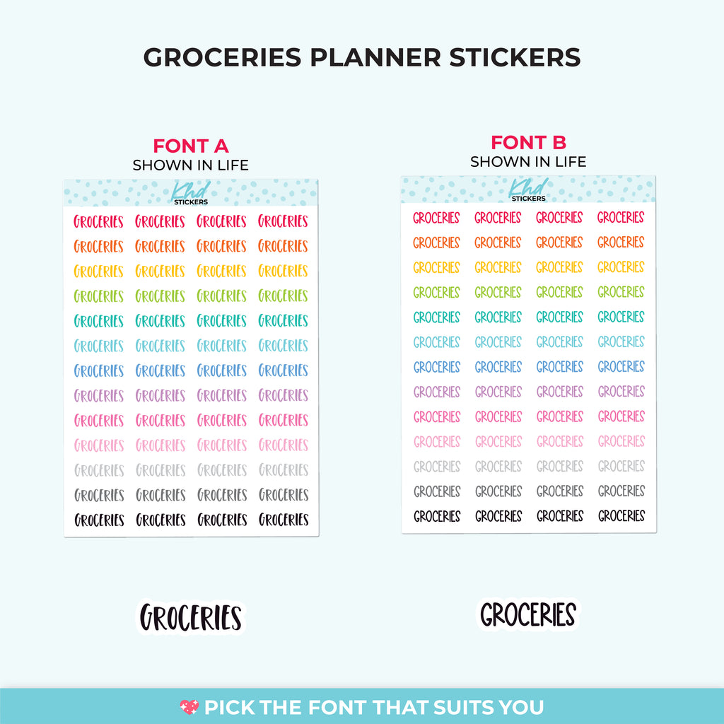 Groceries Planner Stickers Small