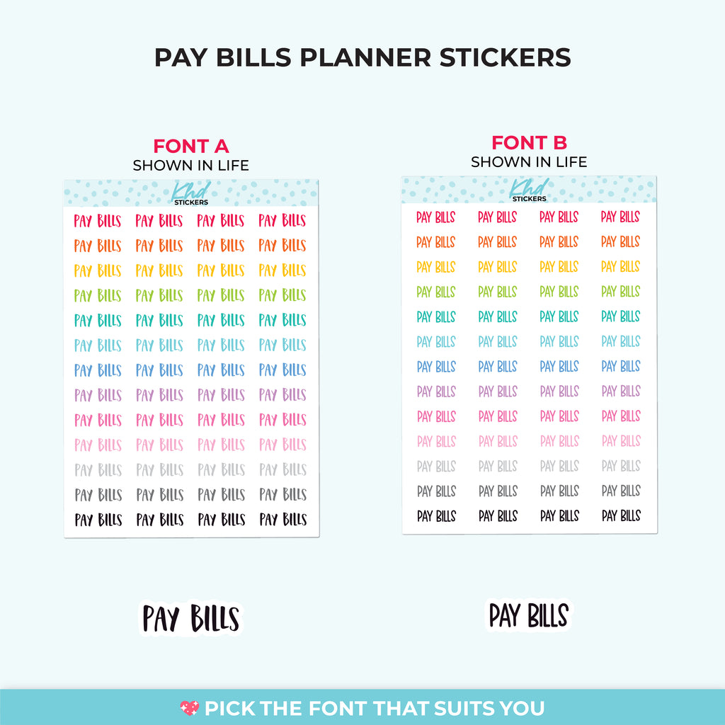 Pay Bills Planner Stickers Small