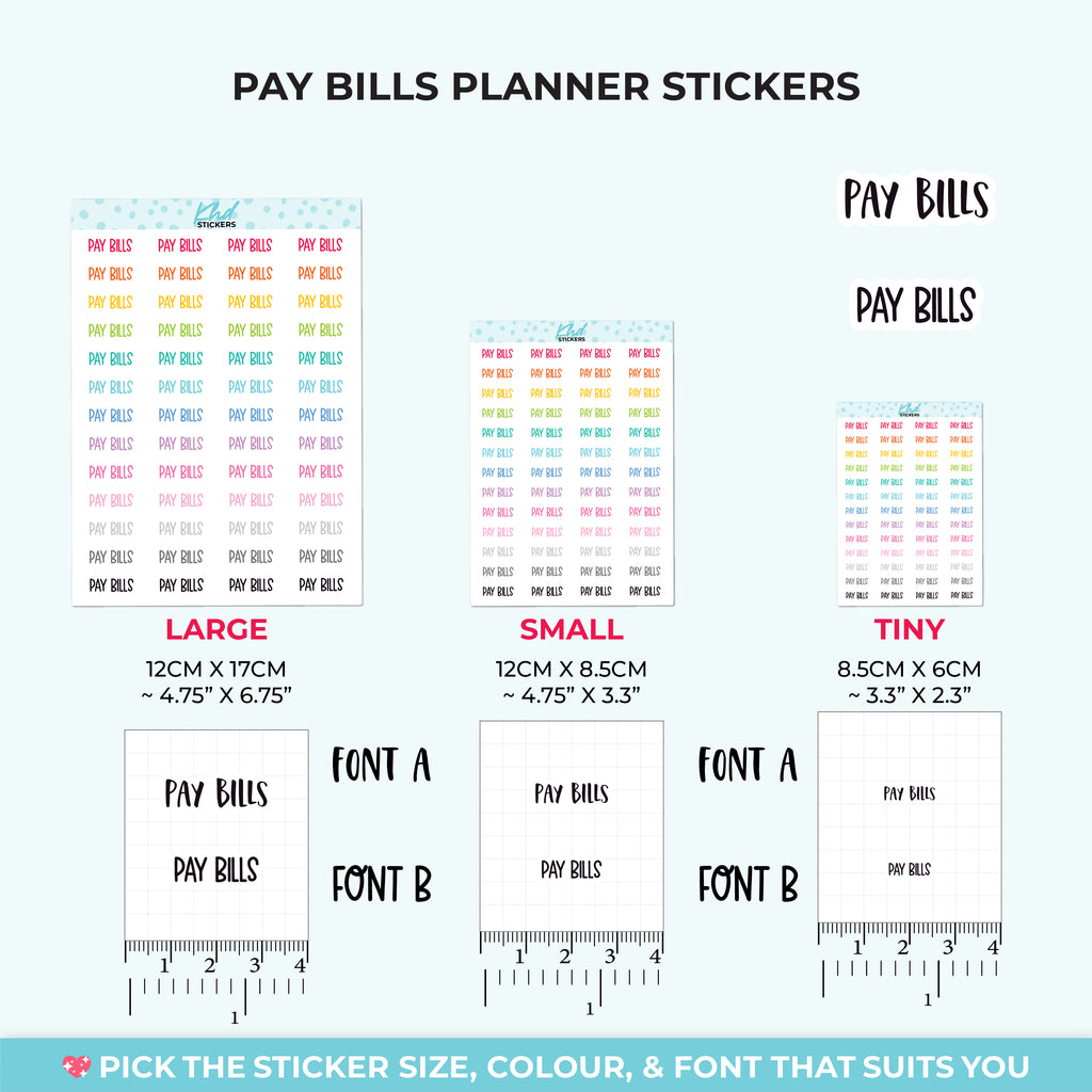 Pay Bills Planner Stickers Small