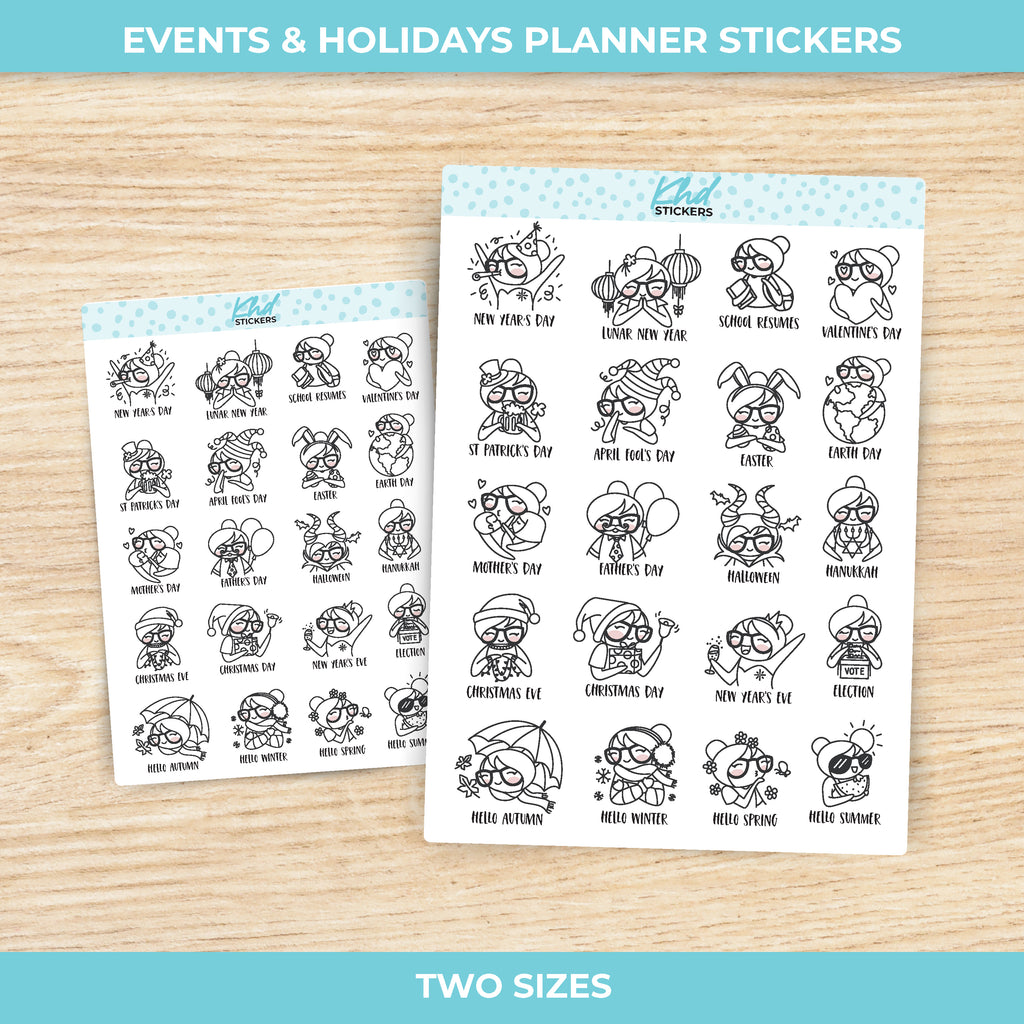 Planner Girl Events and Holidays Stickers Small