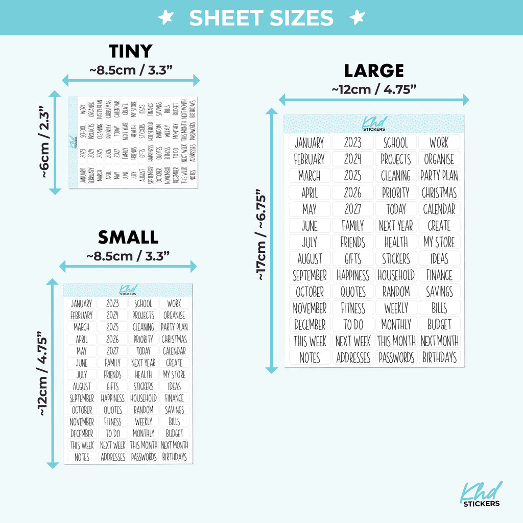 Planner Divider Labels Small