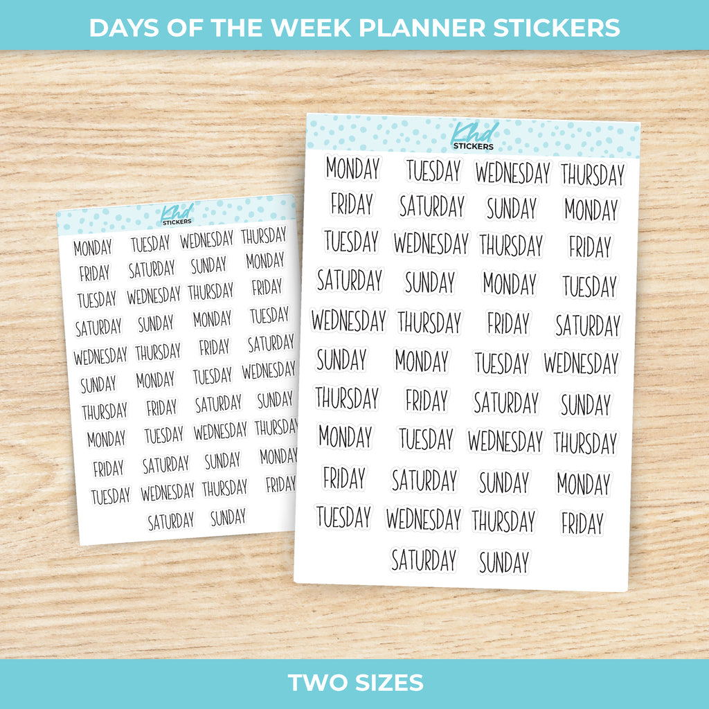 Days of The Week Stickers Small