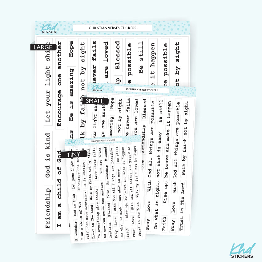 Typed Motivation & Christian Verse Planner Stickers Small