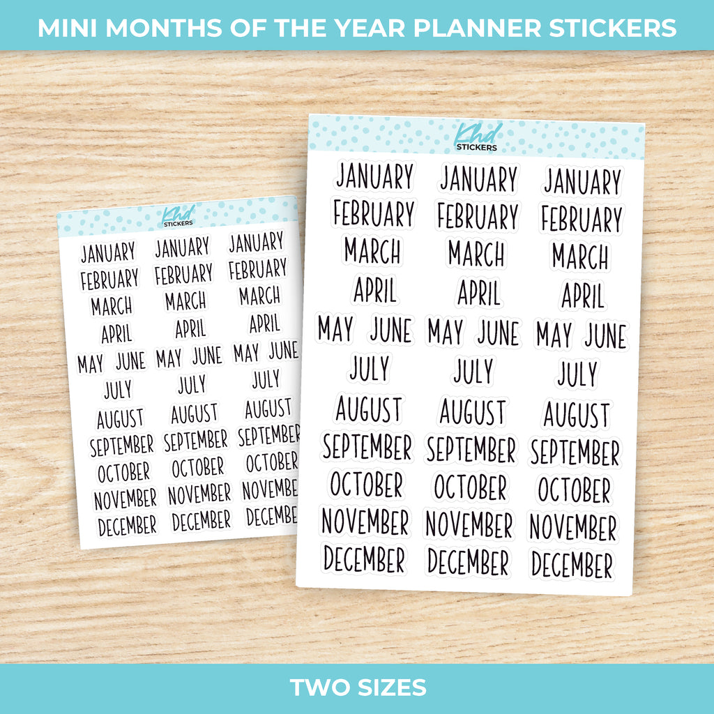 Mini Months of the Year Stickers Small