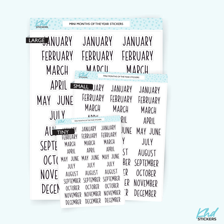 Mini Months of the Year Stickers Small
