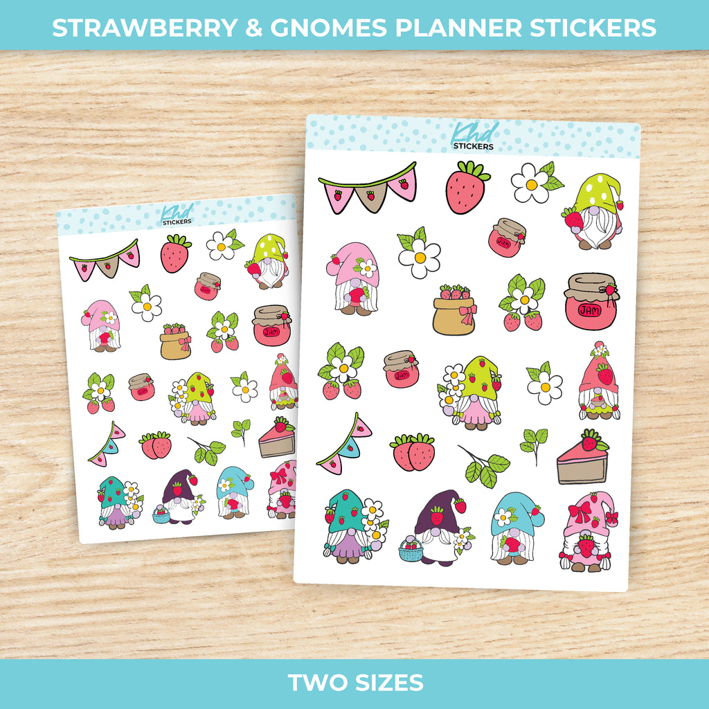 Strawberry & Gnomes Stickers Small