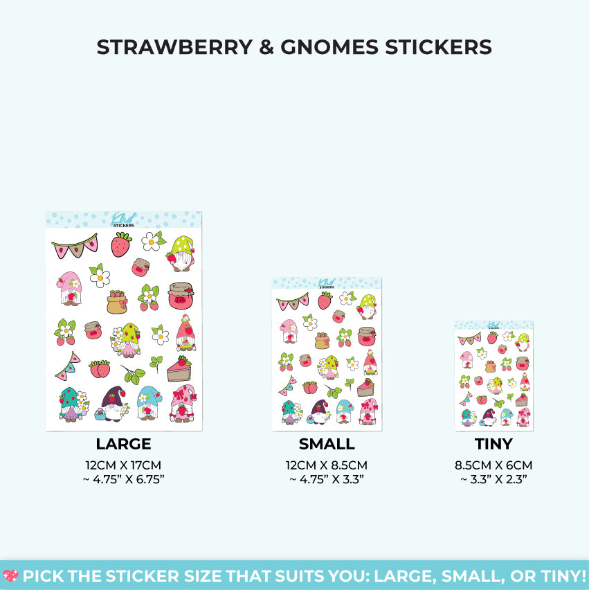 Strawberry & Gnomes Stickers Small