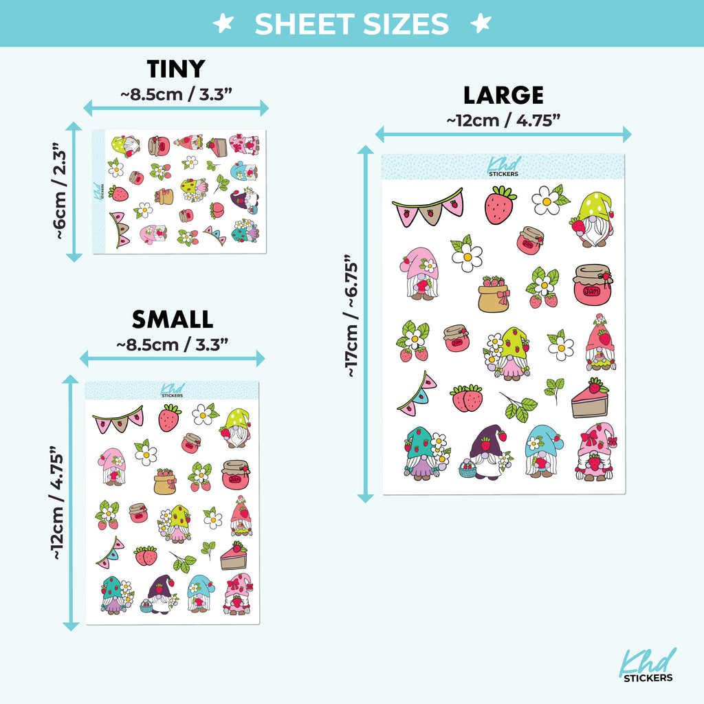 Strawberry & Gnomes Stickers Small