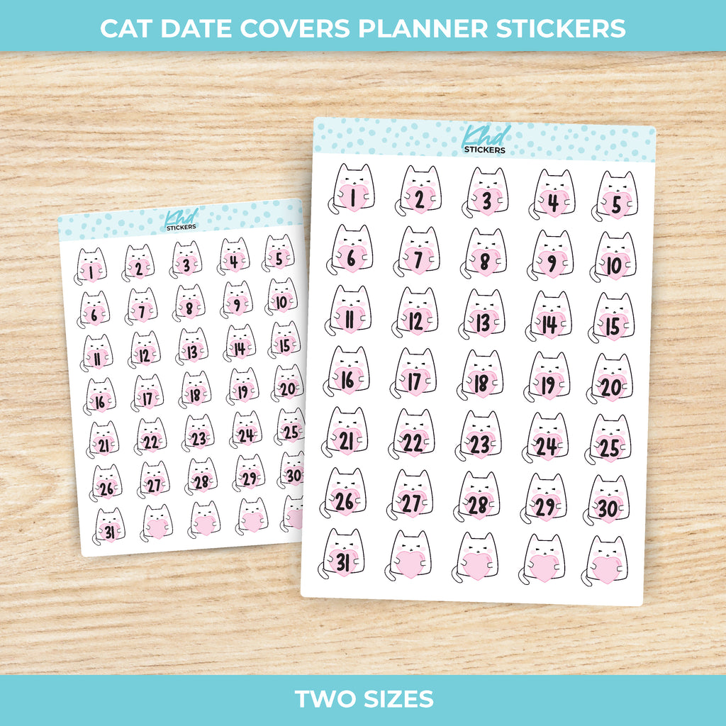 Cute Cat Date Cover Planner Stickers Small