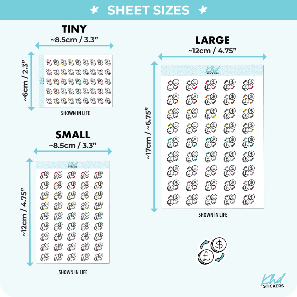Money Exchange Pounds Dollar Stickers Small