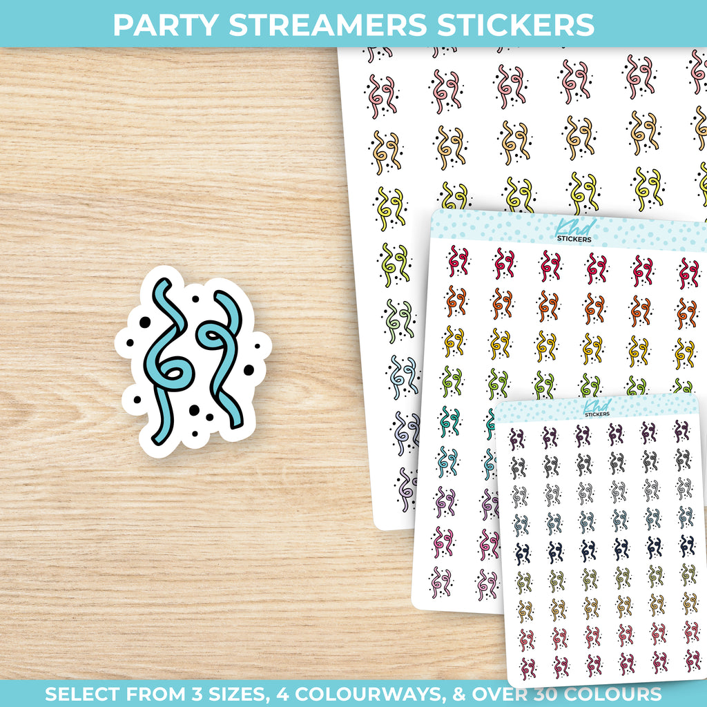 Party Streamers Planner Stickers Small