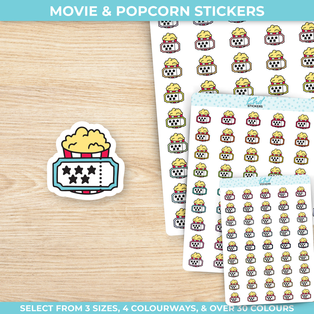 Movie and Popcorn Planner Stickers Small