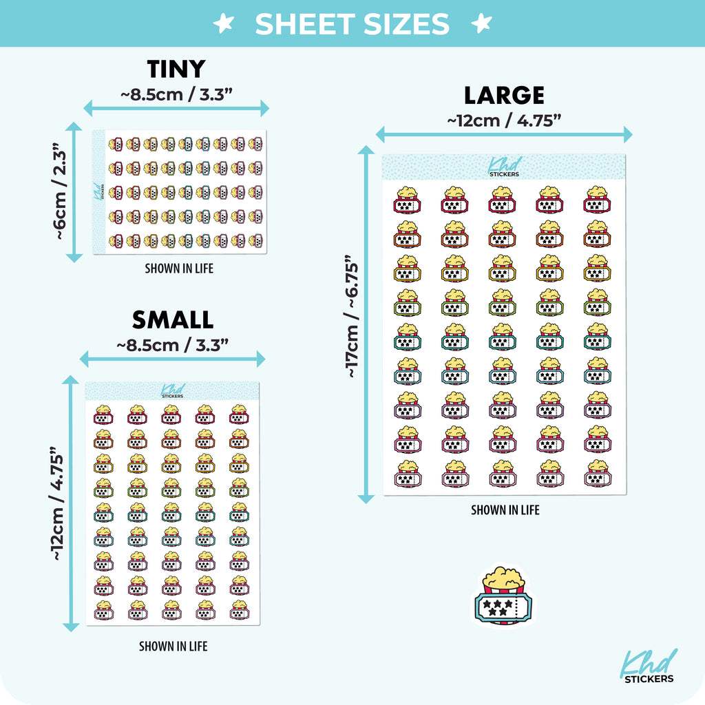 Movie and Popcorn Planner Stickers Small