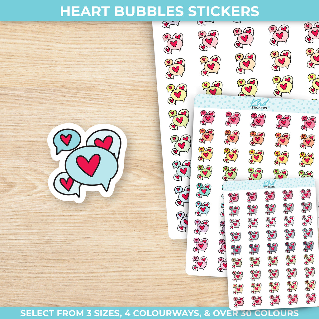 Heart Bubble Icons Planner Stickers Small