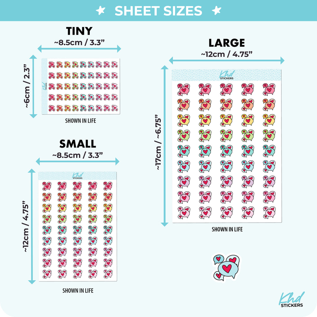 Heart Bubble Icons Planner Stickers Small