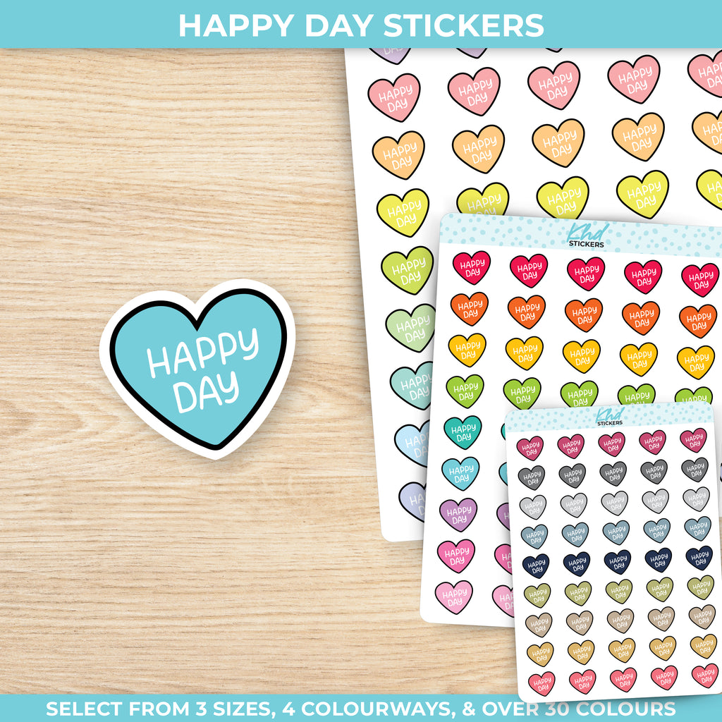 Happy Day Heart Planner Stickers Small