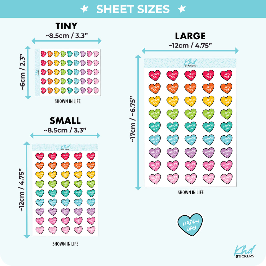 Happy Day Heart Planner Stickers Small