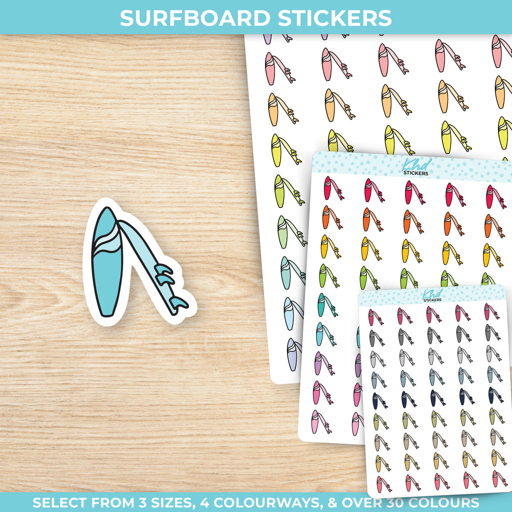 Surfboard Planner Stickers Small