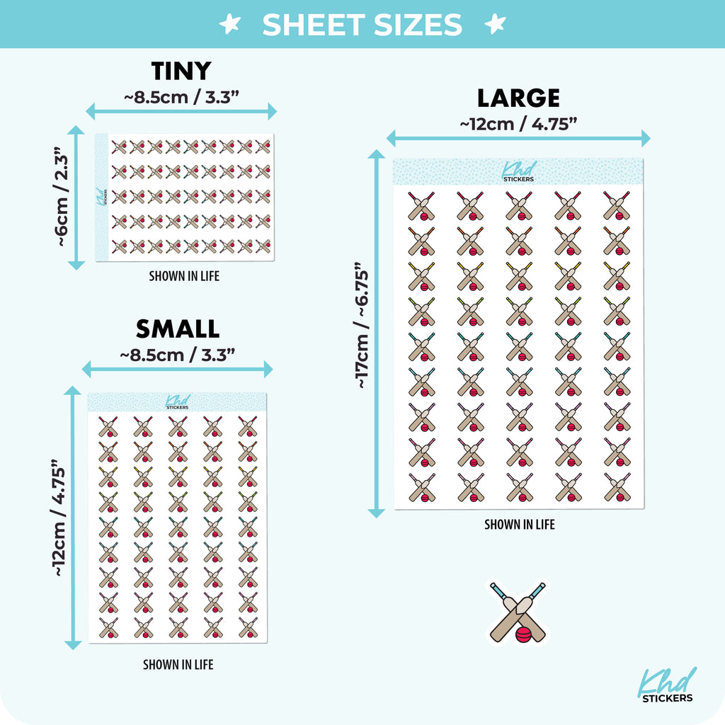 Cricket Planner Stickers Small